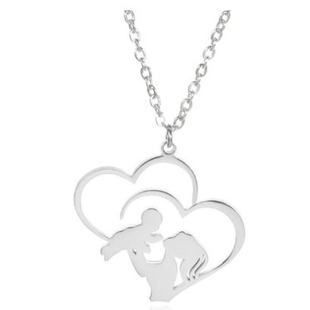 Mother & Baby Silver Necklace-Just in time for Mother's Day-16" Necklace w 2" Ex